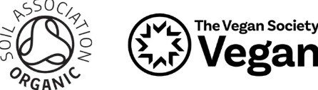Soil Association Organic and The Vegan Society logos